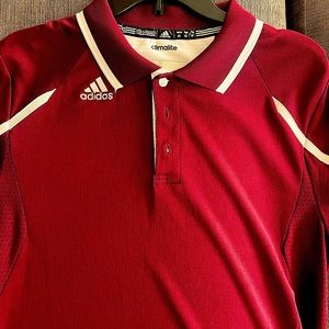 Adidas maroon and white golf shirt